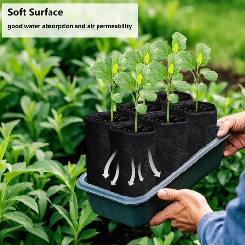 Miniatura 5 de Belit 50 piezas de 26 cm de alto bolsas de cultivo de vivero profundas, macetas de plantas no tejidas para el inicio de plantas enraizadas, Negro