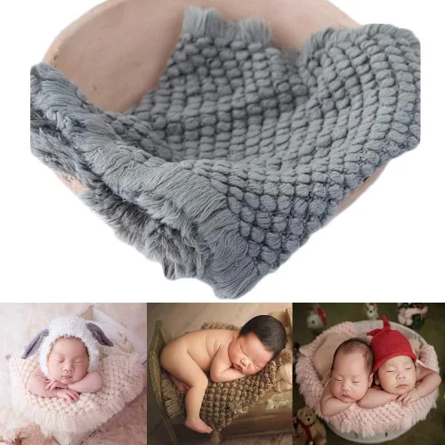 Miniatura 8 de Zeroest Accesorios de fotografía para bebé, canasta de lana trenzada, envoltura de lana para recién nacidos, cestas de relleno para posar, manta