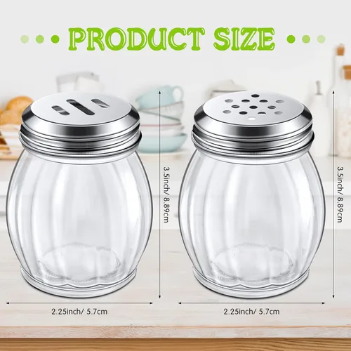 Miniatura 2 de Hotop Coctelera de especias de vidrio de 24 piezas con parte superior perforada para quesos con parte superior ranurada de acero inoxidable