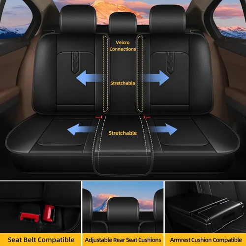 Miniatura 3 de AOMSAZTO Fundas de asiento de automóvil para Mazda CX-5 2013-2026, juego completo de fundas de asiento de automóvil de cuero, protector de asiento