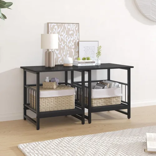 Miniatura 7 de EazeHome Mesa auxiliar cuadrada de 18 pulgadas, moderna mesita de noche, mesita de noche con estante de almacenamiento abierto para sala de estar