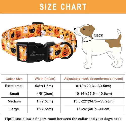 Miniatura 5 de Aring Pet Collar de algodón, ligero y ajustable, con hebilla de liberación rápida, para perros pequeños, medianos y grandes, Halloween, fantasma