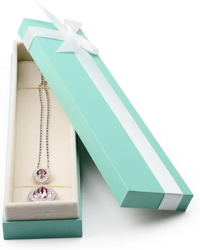 Miniatura 2 de Oirlv Collar pulsera colgante caja de regalo con lazo blanco puro, caja de regalo de joyería para cumpleaños, aniversario, compromiso, propuesta