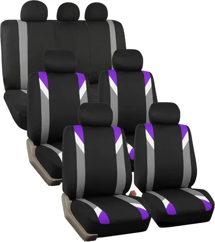 Miniatura 13 de Fundas para asientos en 3 filas modernas de alta calidad FH GROUP FH-FB033217 color beige y negro, para la mayoría de los autos, camionetas, SUV