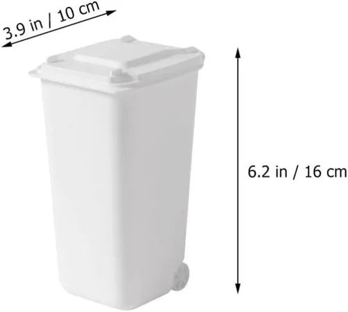 Miniatura 2 de GANAZONO Mini basurero de escritorio con tapa, organizador pequeño para bolígrafos, almacenamiento compacto de mesa, 6.29 x 3.93 x 2.55 pulgadas