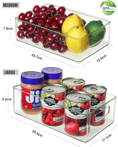 Miniatura 6 de Heyuzb Paquete de 8 cubos organizadores de plástico y 20 bolsas para congelador, organizadores de despensa multiusos y contenedores