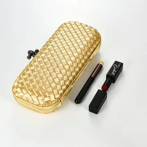 Miniatura 6 de Bolso de mano de noche tejido para mujer, elegante bolso cruzado con cadena desmontable para boda, fiesta de graduación