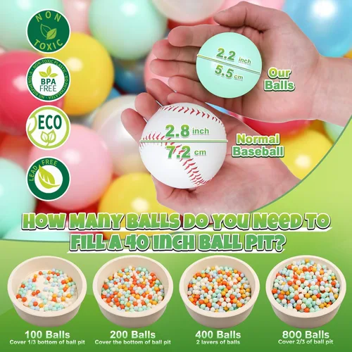 Miniatura 2 de GOGOSO Pelotas para niños pequeños, bolas de plástico para corralito de pelota, piscina, juego de bebé, pastel, sin BPA, no tóxico, juego pastel, a M