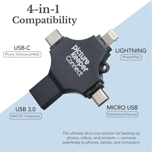 Miniatura 2 de Picture Keeper Connect para iPhone, Android, USB-C, PC y Mac - USB de 128GB para copia de seguridad de fotos, videos, contactos, copia de seguridad