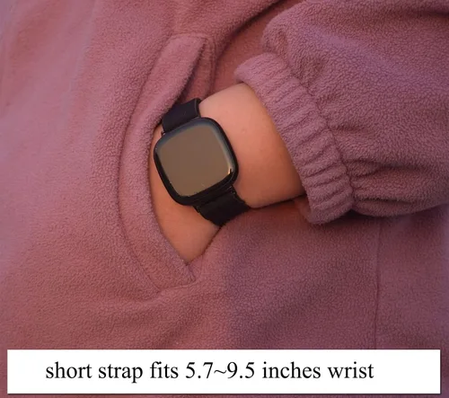 Miniatura 4 de Paquete de 2 bandas elásticas ajustables, muñequeras y tobilleras con deslizador de tres deslizamientos para Fitbit Sense 1/2 o Versa 3/4, bandas