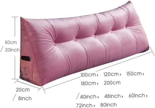 Miniatura 6 de Cojín de terciopelo para mesita de noche, respaldo grande, cojín de cintura para sofá, cojín de cama triangular, color blanco, 78.7 x 19.7 x 7.9 in