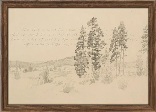 Miniatura 20 de MUDECOR Lienzo enmarcado prémium para pared, pinos nevados en bosque de invierno, ilustraciones modernas, arte contemporáneo, escénico, divertido
