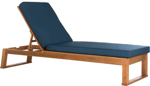 Miniatura 15 de SAFAVIEH Exterior - Solano Chaise Lounge Chair - Marrón y Aqua - Madera maciza con cojín - Diseño de respaldo ajustable - Ideal para patio, terraza