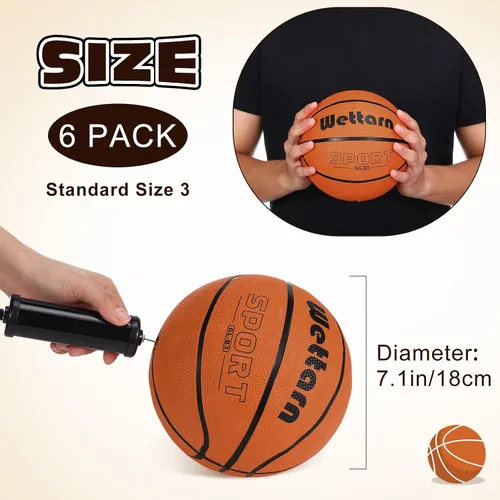 Miniatura 3 de Wettarn Rubber Training Basketball with Pump Street Ball Made for Teens Adults Indoor and Outdoor Game Gym Training Competition Basketball