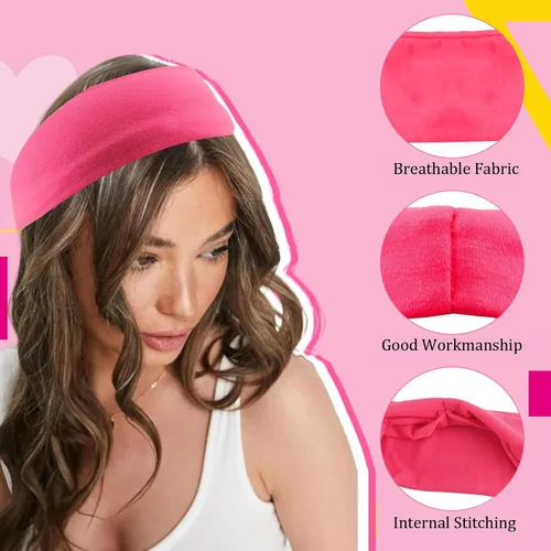 Miniatura 5 de KICOSY 4 diademas de neón de los años 80 y 90 para mujer, accesorios de neón, bandas para el sudor, antideslizantes, bandas deportivas, bandas