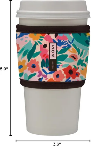 Miniatura 7 de Sok It HotSok Coffee & Tea - Funda de neopreno con aislamiento reutilizable (floral abstracto)