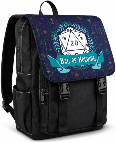 Mochila DND | Bolsa de viaje RPG de mesa para jugadores de D&D y maestros de mazmorras | Almacenamiento de dados, laptop y bolsa de libros para la