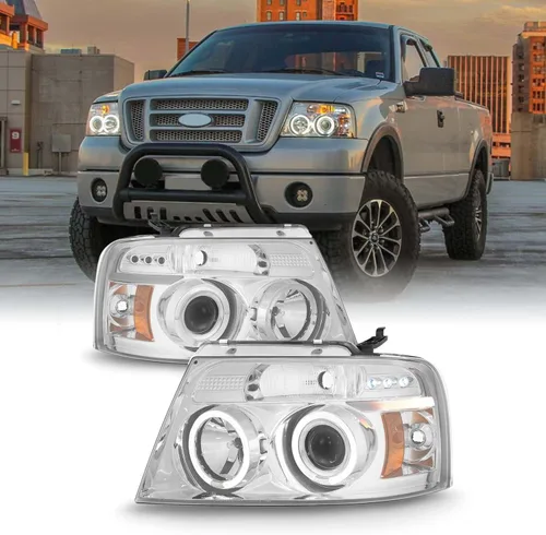 Miniatura 11 de AKKON - Para 04-08 Ford F150 F-150 Pickup Faros delanteros de repuesto LED G2 de halo dual con proyector, color negro ahumado Carcasa negra ahumada.