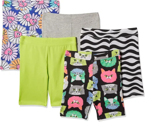 Tienda Essentials Girls and Toddlers' Midi Bike Shorts (Previously Spotted Zebra), Pack of 5