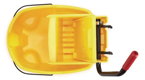Miniatura 5 de Rubbermaid Commercial Products, WaveBrake - Cubo industrial comercial para fregona con prensa lateral en ruedas, 35 cuartos de galón, color amarillo