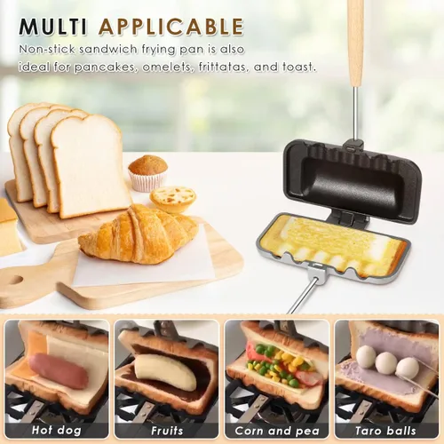 Miniatura 2 de Sandwichera 4w1h – Prensa para perros calientes y panini con parte superior de estufa, parrilla antiadherente de doble cara, se adapta a panes