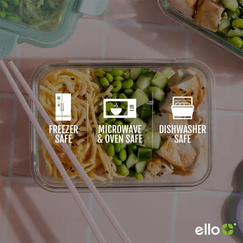 Miniatura 5 de Ello Color Lock 8PC Mixed Glass Food Storage Sets, Leak-Proof Glass Food Storage Containers 2 Copas: Festival