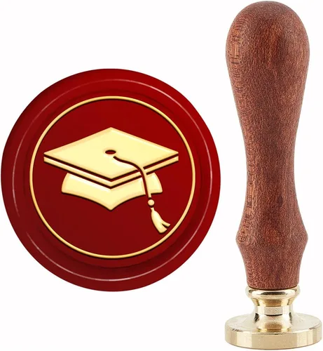 CRASPIRE Sello de cera para sombrero de graduación, sello de cera de graduación, 1.181 in, retro, vintage, extraíble, latón, cabeza con mango de