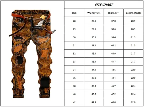 Miniatura 7 de utcoco Pantalones de mezclilla clásicos para hombre, corte delgado, cintura media, pierna recta, agujeros rasgados, rasgados, jeans
