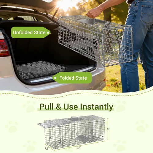 Miniatura 3 de ZENY Jaula de acero para animales vivos, jaula de roedores para conejos, gatos callejeros, ardillas, mapaches, topos, topes, pollo, zarigüeya