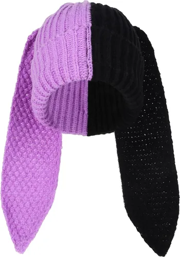 Miniatura 17 de Gorro de conejo para mujer, lindo conejo de ganchillo, gorro de invierno, cálido gorro de calavera para esquí al aire libre