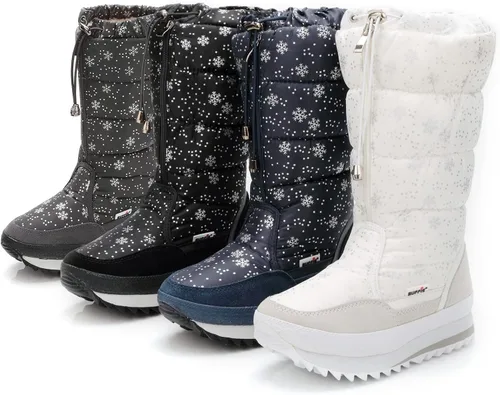 Miniatura 7 de DADAWEN - Botas de nieve para mujer, impermeables, con forro de piel