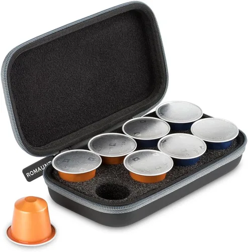 Miniatura 8 de ROMAUNT Estuche de transporte de viaje compatible con cápsulas Nespresso OrignalLine, accesorio para cafetera portátil de café protector con espuma