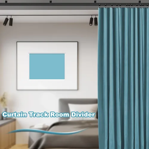 Miniatura 6 de Riel para Cortinas de Techo, Riel para Cortinas de Techo Curvo Flexible Montaje en Pared Riel para Cortinas 16 Pies Resistente Divisor de Habitación