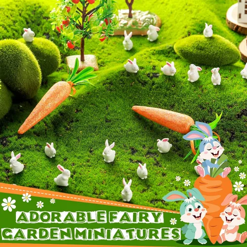 Miniatura 5 de Marsui 100 piezas de figuras en miniatura de conejo, accesorios en miniatura de conejo, jardín de Pascua, paisaje, jardín, conejito para Pascua