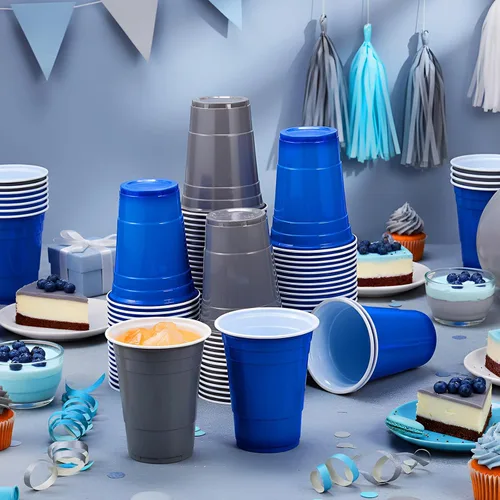 Miniatura 2 de Jingmore 90 vasos de plástico desechables para fiestas de neón, vasos de plástico desechables de 16 onzas, fiestas, matrimonios, despedidas