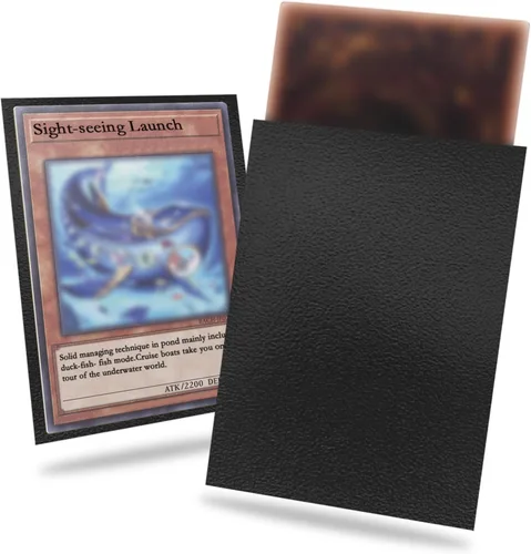 Juego de 200 fundas negras compatibles con fundas para tarjetas pequeñas japonesas Yu-gi-oh, 2.4 x 3.5 pulgadas, textura trasera, barajado perfecto,
