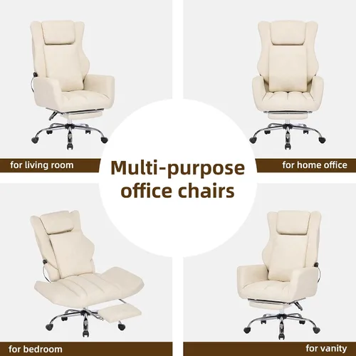Miniatura 7 de DYHOME Silla Ejecutiva de Oficina con Masaje y Reposapiés, Silla Ergonómica Giratoria de Escritorio de Alta Resistencia con Soporte Lumbar, Ruedas