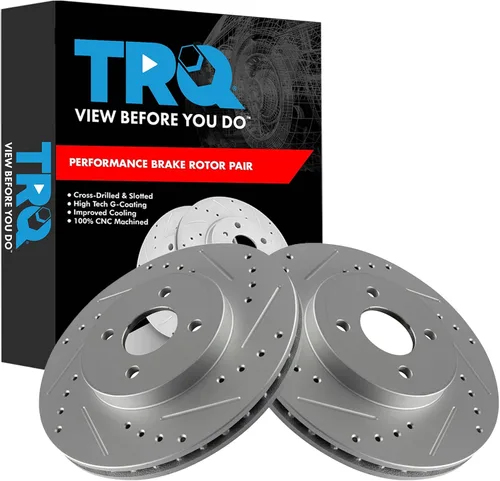 Miniatura 11 de TRQ Juego de rotores de freno de rendimiento trasero con revestimiento G premium compatible con Mazda 6 2014-2021