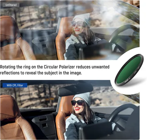 Miniatura 7 de NEEWER Filtro Polarizador de 58mm 30 Capas Multi Resistant Nanorecubierto Circular Polarizador(CPL) con Vidrio Óptico HD/Marco Ultra Delgado, Reduce
