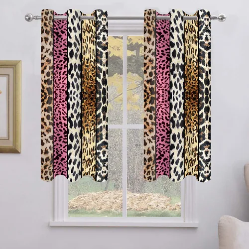 Miniatura 82 de Cortina opaca con estampado de animales salvajes, para oscurecer la habitación, con aislamiento térmico, con ojales para sala, comedor, dormitorio