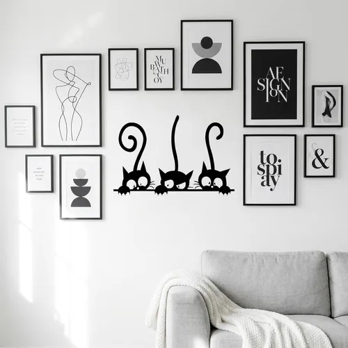 Miniatura 3 de Decaltor Calcomanía de pared de gato, calcomanía de pared de PVC impresa, decoración de pared Art Deco para el hogar y la oficina, lámina de vinilo