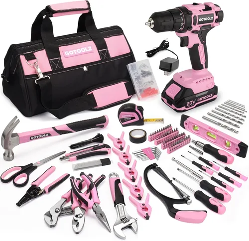 Miniatura 8 de Juego de herramientas para el hogar de 269 piezas, kit de herramientas de reparación general para el hogar con bolsa de almacenamiento, kit de Rosa