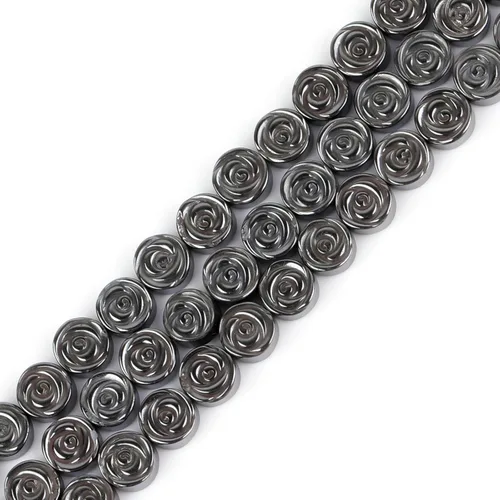 Miniatura 24 de HAAMIIQII 35 piezas de cuentas de gema suelta de hematita negra natural de 12 mm en forma circular, cuentas de piedra espaciadora para hacer