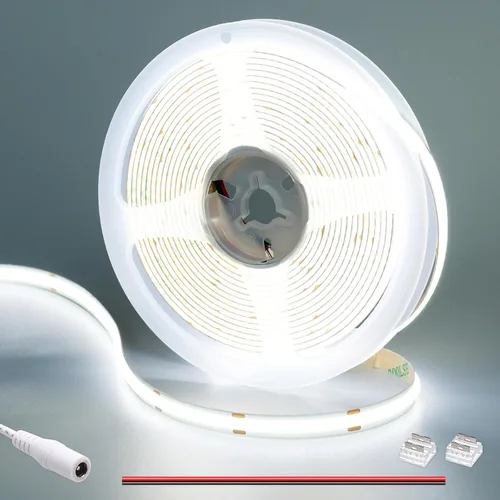 Miniatura 12 de GOMING Tira de luz LED COB de 24 V, blanco natural, 4000 K, 32.8 pies, 3120 LED, CRI 93+ 6300 lm, brillo uniforme, flexible, IP20, no impermeable