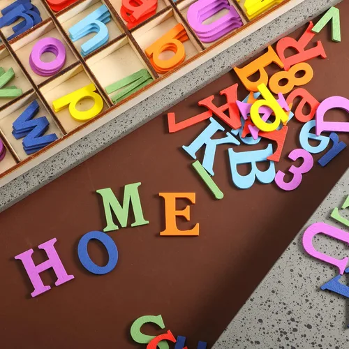 Miniatura 4 de Blulu 248 letras del alfabeto de madera de 1 pulgada, números de letras de madera sin terminar, números para manualidades con bandeja