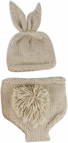 Miniatura 3 de Traje de Pascua para recién nacido, accesorios de fotografía, conejito de bebé, hecho a mano, juego de conejo de ganchillo, sombrero de punto