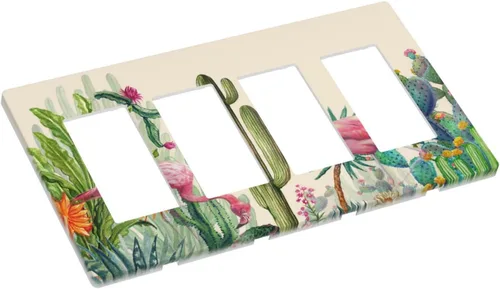 Miniatura 204 de Cubiertas de placa de pared de 3 gang con interruptor de luz de triple palanca, en negro y dorado con esplendor de oro rosa, estampado floral