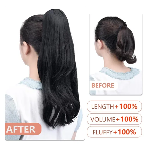 Miniatura 207 de Extensiones de cola de caballo de cabello rubio, extensiones de cola de caballo para mujer, pinza de extensiones de cabello rizado de 12 pulgadas
