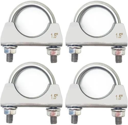 Miniatura 20 de Abrazadera de escape de acero inoxidable 304 con pernos en U de 1.25 pulgadas, abrazaderas de tubo de 1.25 pulgadas de ancho, abrazadera de escape