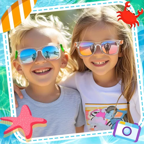 Miniatura 15 de Joycover Lentes de sol para niños a granel, recuerdo de fiesta para niños de 4 a 8 años, 24 lentes de sol translúcidos para niños con protección UV